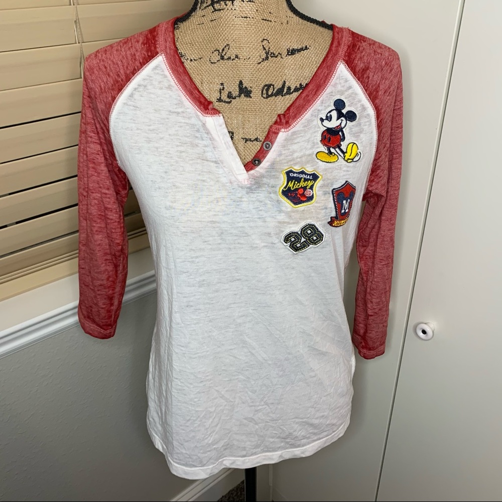 Disney Mickey Mouse Patch Raglan Tissue Shirt - image 1